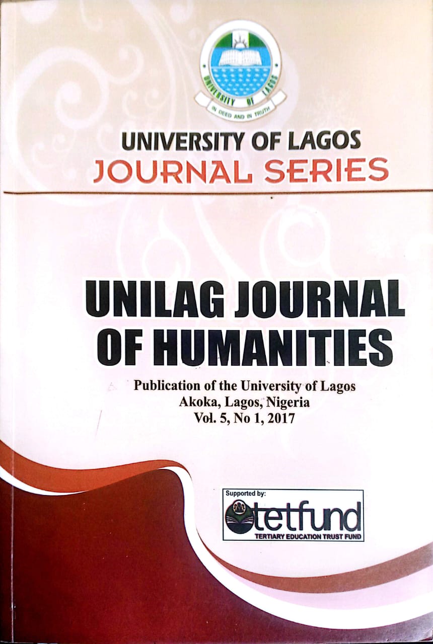 					View Vol. 5 No. 1 (2017): UNILAG JOURNAL OF HUMANITIES
				